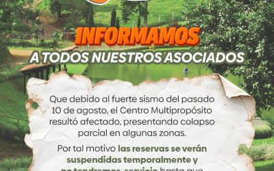 suspensión temporal de reservas en el Centro Multipropósito